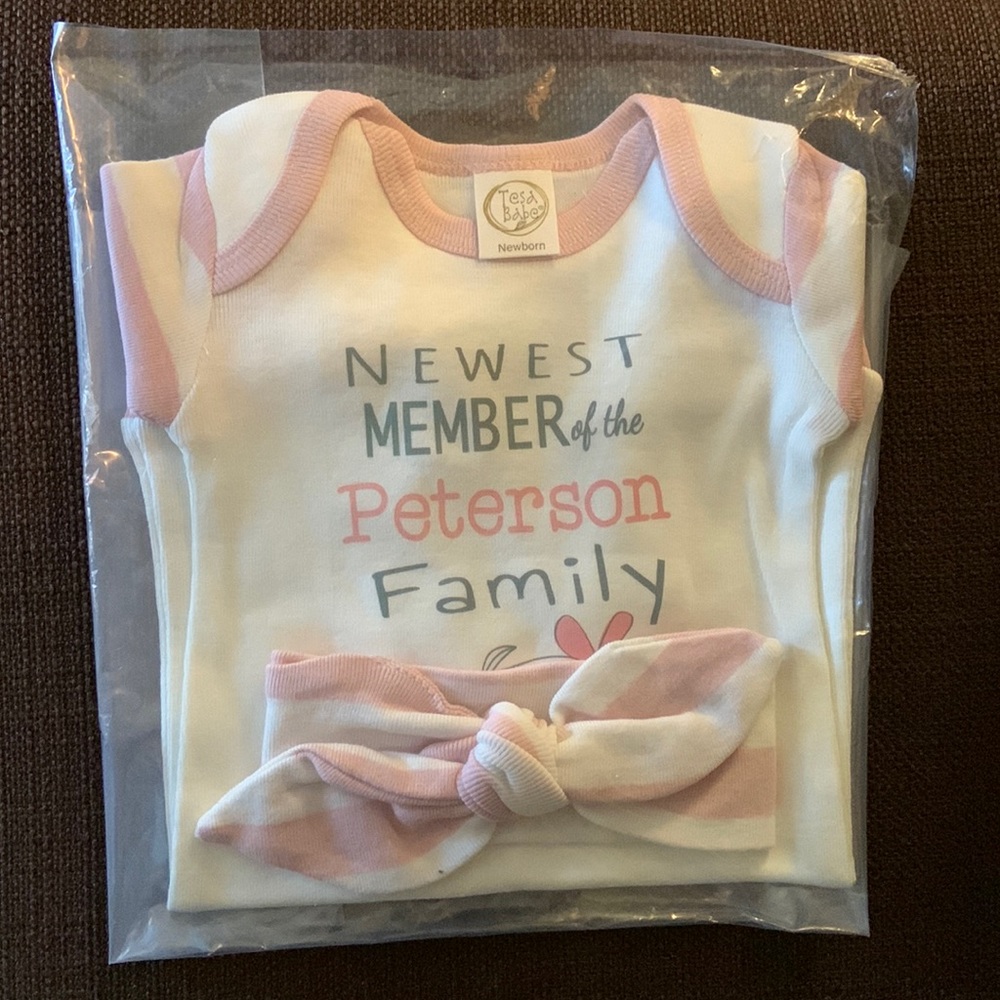 Newborn onesie with headband